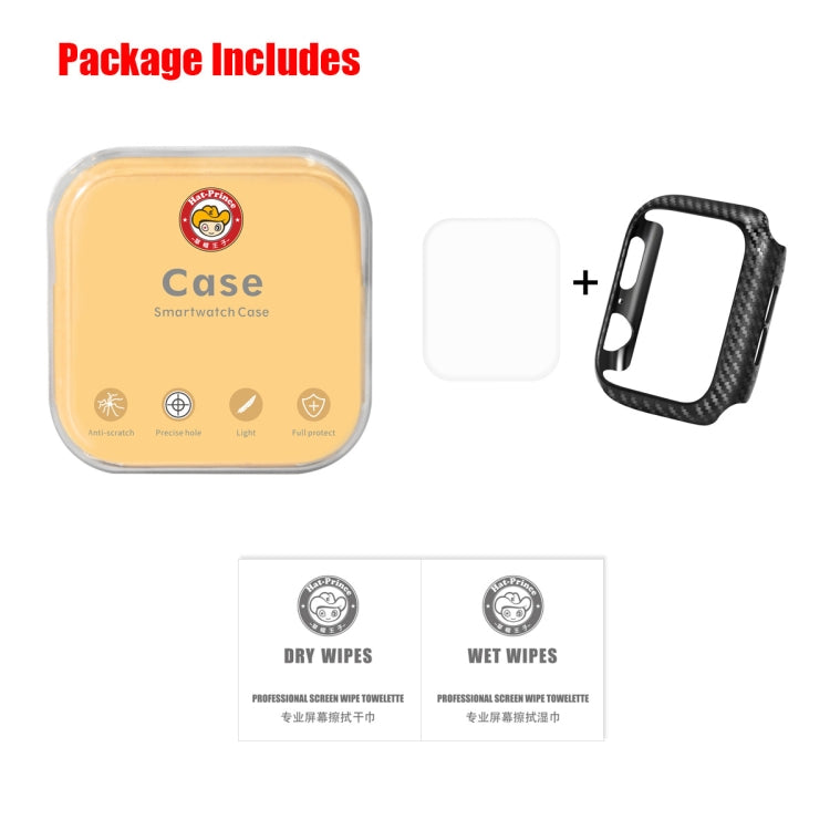 ENKAY Hat-Prince 2 in 1 Carbon Fiber Texture TPU Semi-clad Protective Shell + 3D Full Screen PET Curved Heat Bending HD Screen Protector For Apple Watch Series 6 / 5 / 4 / Watch SE 44mm