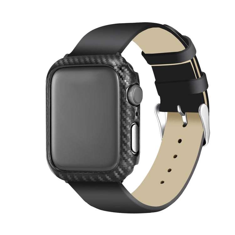 ENKAY Hat-Prince 2 in 1 Carbon Fiber Texture TPU Semi-clad Protective Shell + 3D Full Screen PET Curved Heat Bending HD Screen Protector For Apple Watch Series 6 / 5 / 4 / Watch SE 44mm