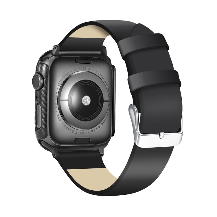 ENKAY Hat-Prince 2 in 1 Carbon Fiber Texture TPU Semi-clad Protective Shell + 3D Full Screen PET Curved Heat Bending HD Screen Protector For Apple Watch Series 6 / 5 / 4 / Watch SE 44mm