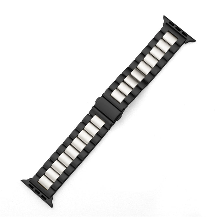 For Apple Watch Series 10 42mm / 9&8&7 41mm / SE 3&SE 2&6&SE&5&4 40mm / 3&2&1 38mm Fold Buckle 3 Beads Stainless Steel Watch Band