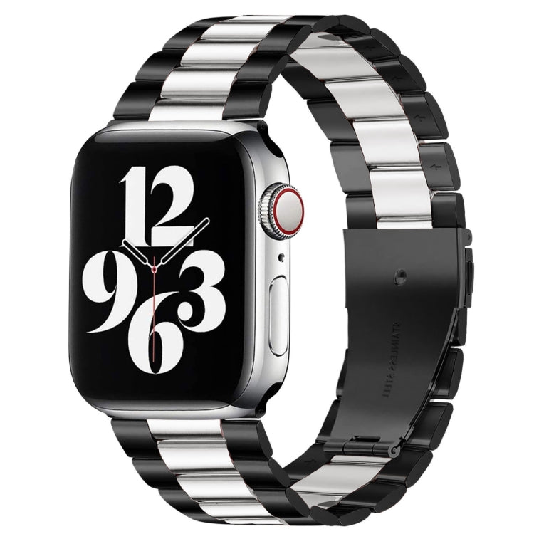 Bracelet de montre en acier inoxydable à 3 perles avec boucle déployante pour Apple Watch Series 10 42 mm / 9, 8 et 7 41 mm / SE 3, SE 2, 6, SE 5 et 4 40 mm / 3, 2 et 1 38 mm