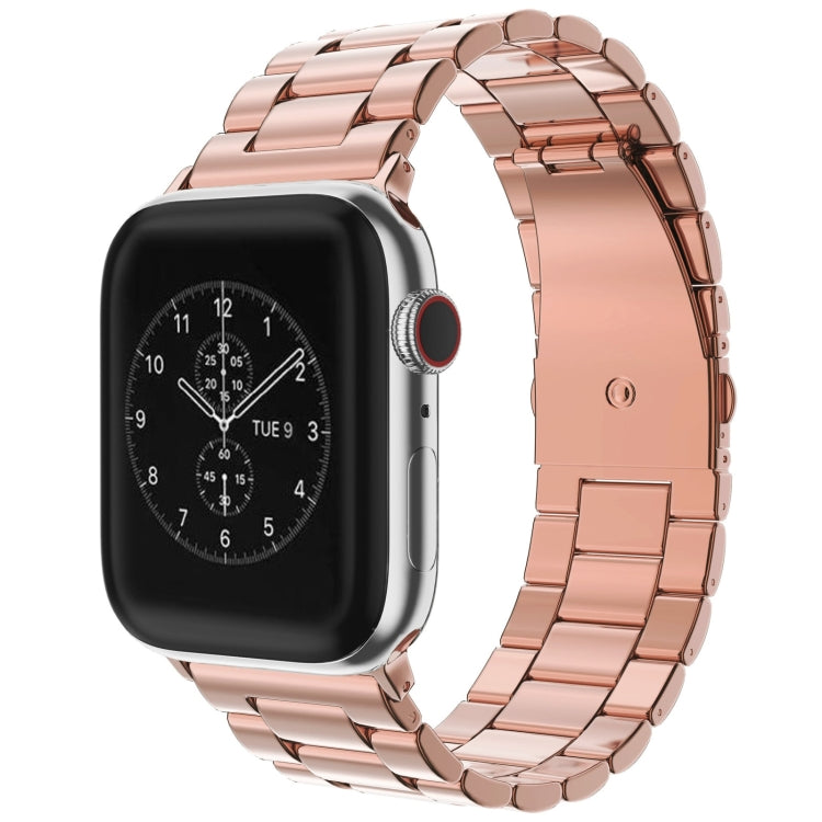 For Apple Watch Series 10 42mm / 9&8&7 41mm / SE 3&SE 2&6&SE&5&4 40mm / 3&2&1 38mm Fold Buckle 3 Beads Stainless Steel Watch Band