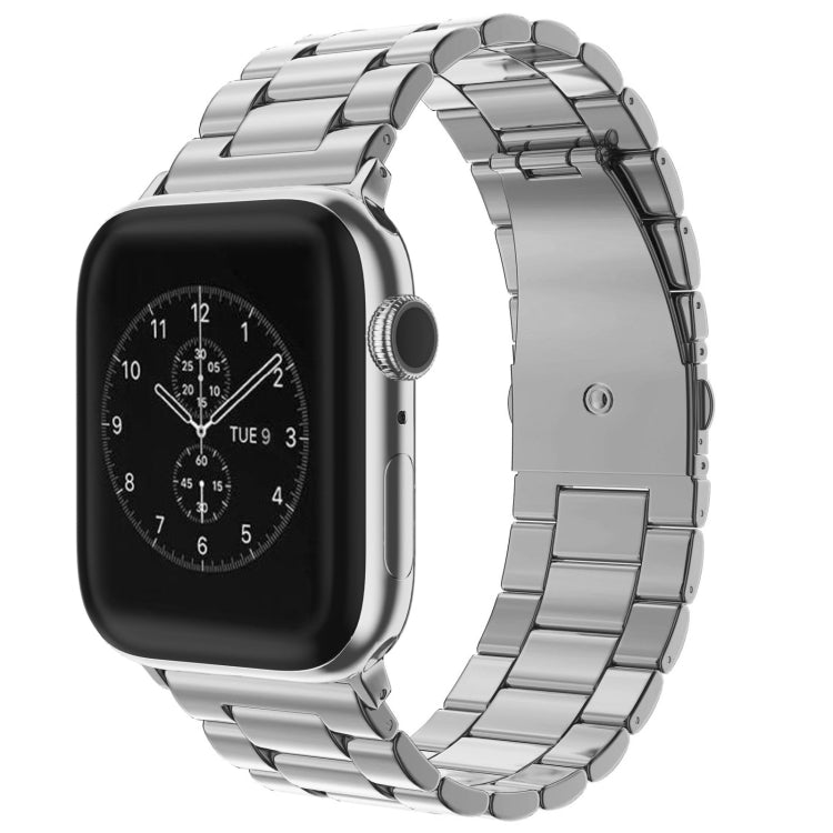 Bracelet de montre en acier inoxydable à 3 perles avec boucle déployante pour Apple Watch Series 10 42 mm / 9, 8 et 7 41 mm / SE 3, SE 2, 6, SE 5 et 4 40 mm / 3, 2 et 1 38 mm