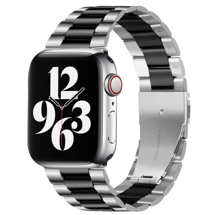 For Apple Watch Series 10 42mm / 9&8&7 41mm / SE 3&SE 2&6&SE&5&4 40mm / 3&2&1 38mm Fold Buckle 3 Beads Stainless Steel Watch Band