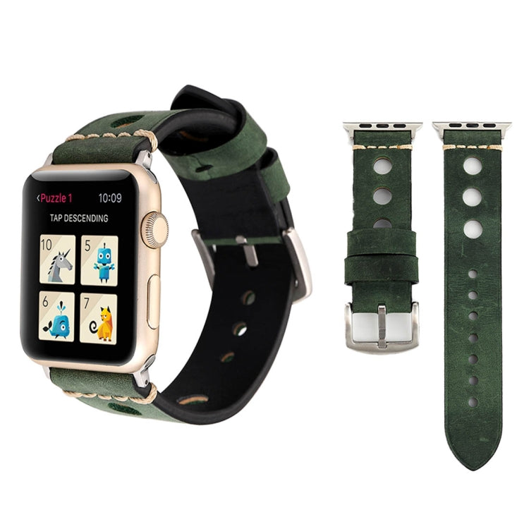 Bracelet de montre en cuir véritable rétro pour Apple Watch Series 7 45 mm / 6 &amp; SE &amp; 5 &amp; 4 44 mm / 42 mm 3 &amp; 2 &amp; 1 trou, pour 42 mm