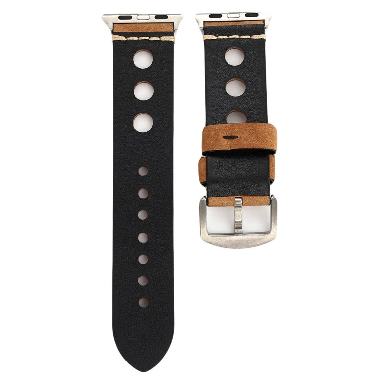 Bracelet de montre en cuir véritable rétro pour Apple Watch Series 7 45 mm / 6 &amp; SE &amp; 5 &amp; 4 44 mm / 42 mm 3 &amp; 2 &amp; 1 trou, pour 42 mm