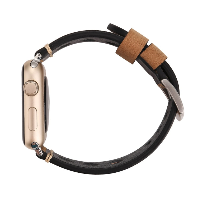 Bracelet de montre en cuir véritable rétro pour Apple Watch Series 7 45 mm / 6 &amp; SE &amp; 5 &amp; 4 44 mm / 42 mm 3 &amp; 2 &amp; 1 trou, pour 42 mm