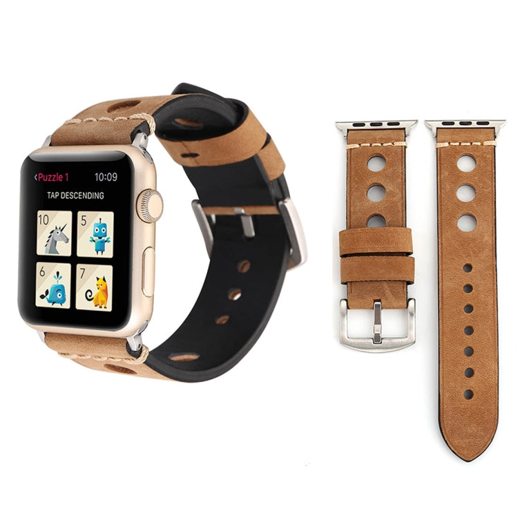 Bracelet de montre en cuir véritable rétro pour Apple Watch Series 7 45 mm / 6 &amp; SE &amp; 5 &amp; 4 44 mm / 42 mm 3 &amp; 2 &amp; 1 trou, pour 42 mm