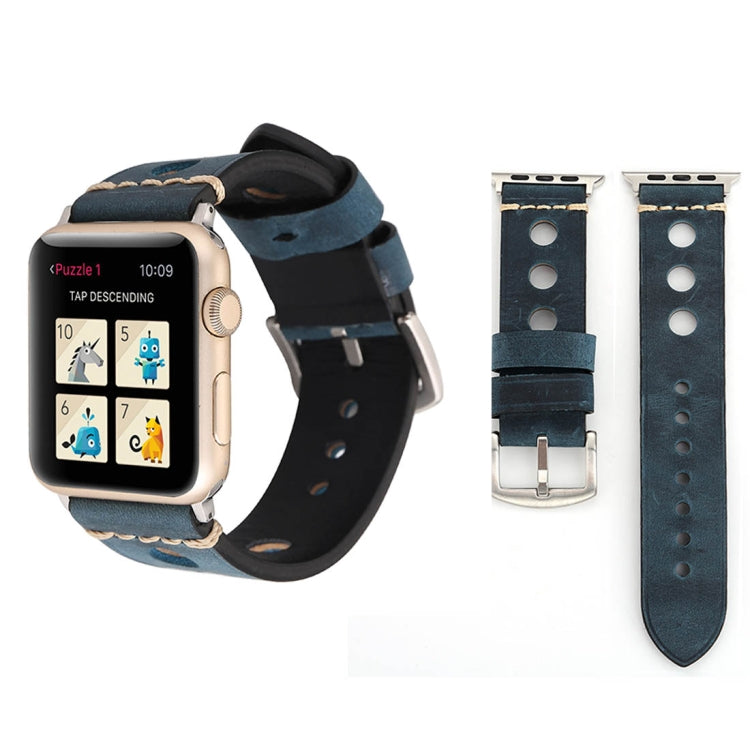 Bracelet de montre en cuir véritable rétro pour Apple Watch Series 7 45 mm / 6 &amp; SE &amp; 5 &amp; 4 44 mm / 42 mm 3 &amp; 2 &amp; 1 trou, pour 42 mm