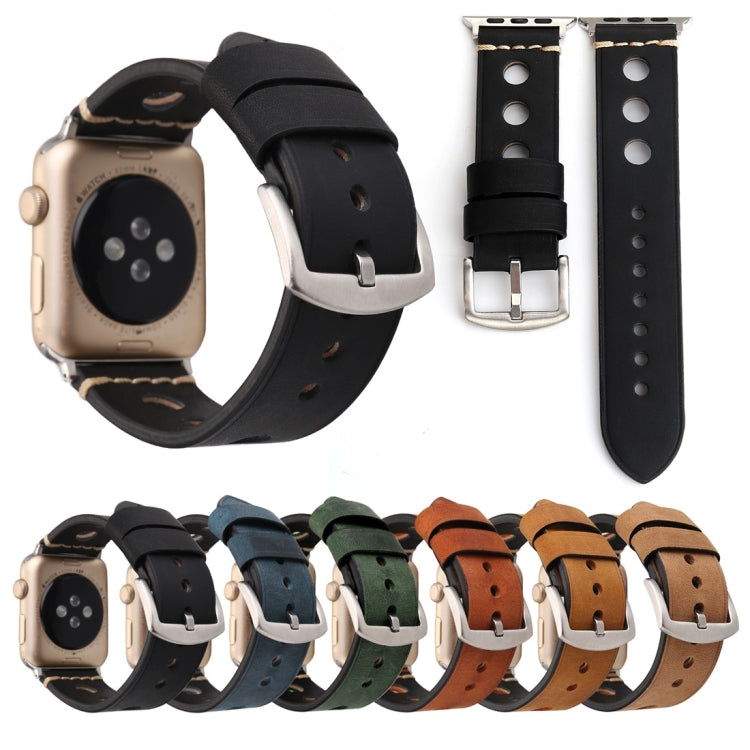 Bracelet de montre en cuir véritable rétro pour Apple Watch Series 7 45 mm / 6 &amp; SE &amp; 5 &amp; 4 44 mm / 42 mm 3 &amp; 2 &amp; 1 trou, pour 42 mm