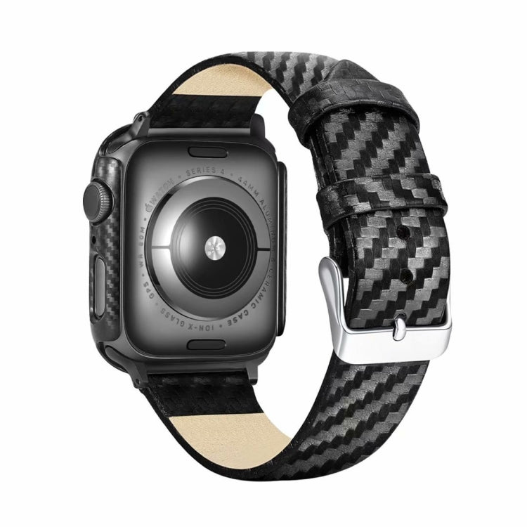 Genuine Leather Carbon Fiber Strap + Frame for Apple Watch Series 3 & 2 & 1 38mm, Apple Watch Series 3 & 2 & 1 38mm