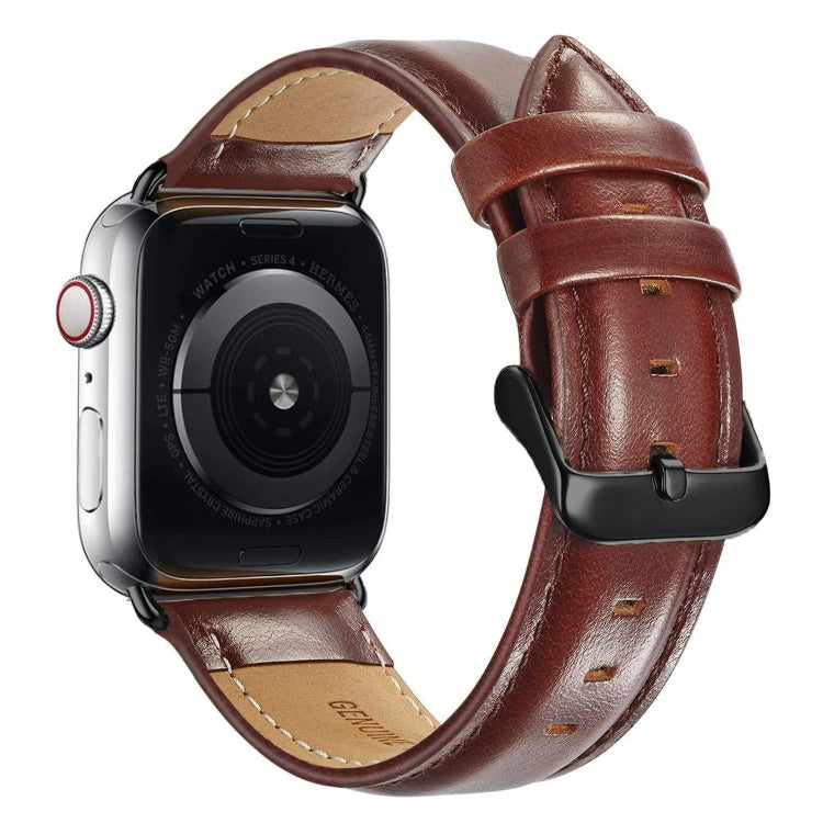 Black Buckle Leather Watch Band For Apple Watch Ultra 49mm&Watch Ultra 2 49mm / Series 10 46mm / 9&8&7 45mm / SE 3&SE 2&6&SE&5&4 44mm / 3&2&1 42mm, For Apple Watch Ultra 49mm / Series 8&7 45mm / SE 2&6&SE&5&4 44mm / 3&2&1 42mm