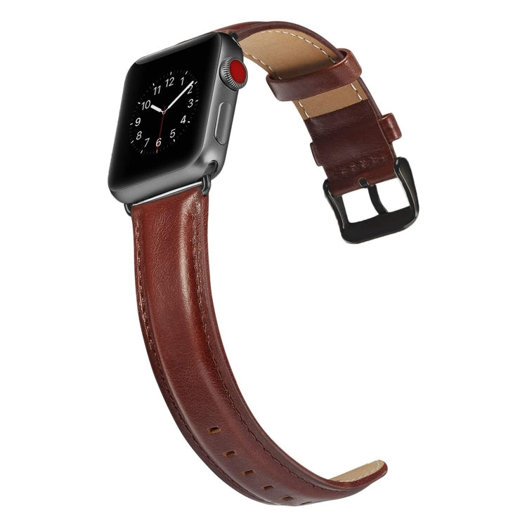 Black Buckle Leather Watch Band For Apple Watch Ultra 49mm&Watch Ultra 2 49mm / Series 10 46mm / 9&8&7 45mm / SE 3&SE 2&6&SE&5&4 44mm / 3&2&1 42mm, For Apple Watch Ultra 49mm / Series 8&7 45mm / SE 2&6&SE&5&4 44mm / 3&2&1 42mm