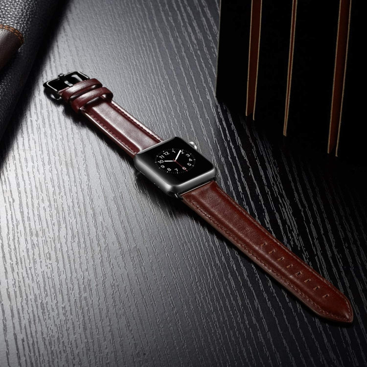 Black Buckle Leather Watch Band For Apple Watch Ultra 49mm&Watch Ultra 2 49mm / Series 10 46mm / 9&8&7 45mm / SE 3&SE 2&6&SE&5&4 44mm / 3&2&1 42mm, For Apple Watch Ultra 49mm / Series 8&7 45mm / SE 2&6&SE&5&4 44mm / 3&2&1 42mm