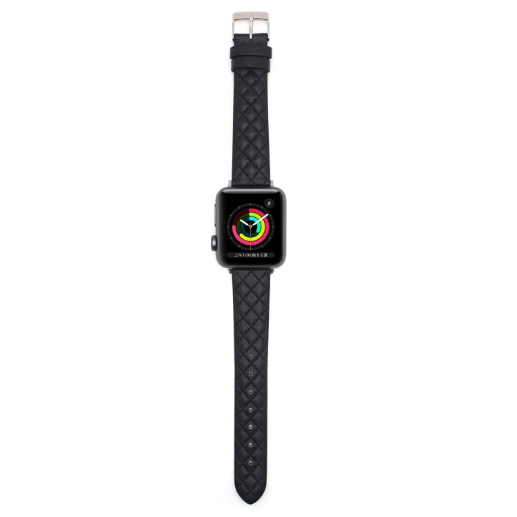 Rhombus Top Layer Cowhide Leather Watch Band For Apple Watch Series 10 42mm / 9&8&7 41mm / SE 3&SE 2&6&SE&5&4 40mm / 3&2&1 38mm, For Apple Watch Series 8&7 41mm / SE 2&6&SE&5&4 40mm / 3&2&1 38mm