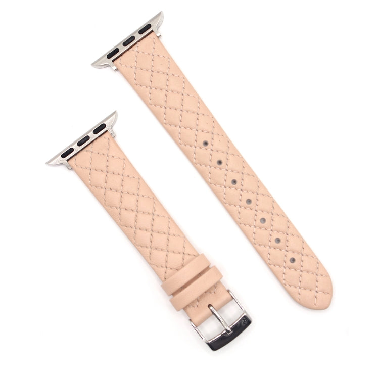 Rhombus Top Layer Cowhide Leather Watch Band For Apple Watch Series 10 42mm / 9&8&7 41mm / SE 3&SE 2&6&SE&5&4 40mm / 3&2&1 38mm, For Apple Watch Series 8&7 41mm / SE 2&6&SE&5&4 40mm / 3&2&1 38mm
