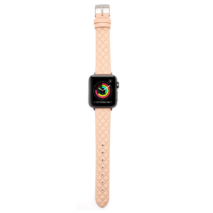 Rhombus Top Layer Cowhide Leather Watch Band For Apple Watch Series 10 42mm / 9&8&7 41mm / SE 3&SE 2&6&SE&5&4 40mm / 3&2&1 38mm, For Apple Watch Series 8&7 41mm / SE 2&6&SE&5&4 40mm / 3&2&1 38mm