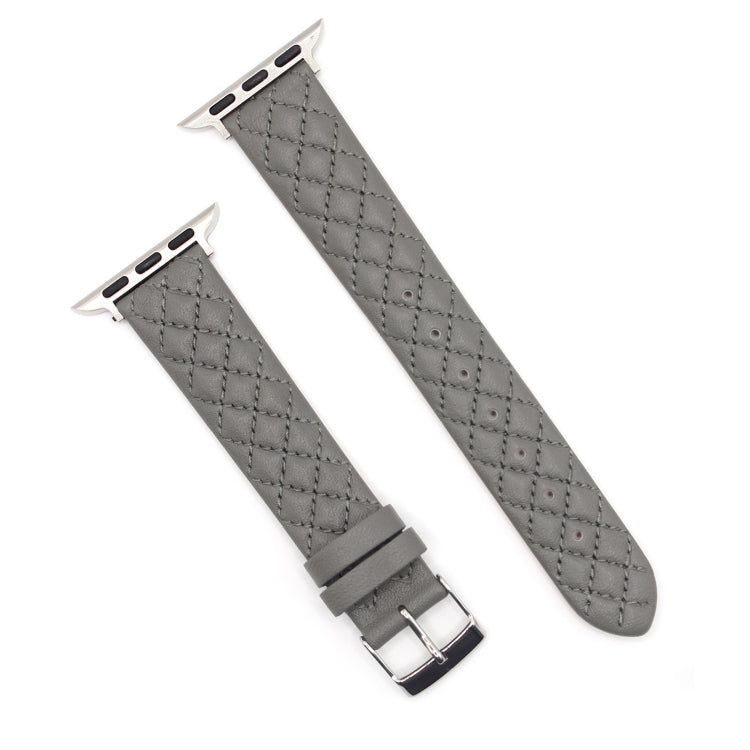 Rhombus Top Layer Cowhide Leather Watch Band For Apple Watch Series 10 42mm / 9&8&7 41mm / SE 3&SE 2&6&SE&5&4 40mm / 3&2&1 38mm, For Apple Watch Series 8&7 41mm / SE 2&6&SE&5&4 40mm / 3&2&1 38mm