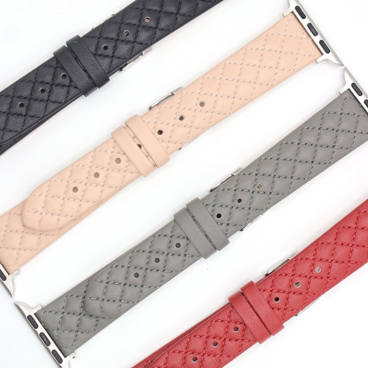 Rhombus Top Layer Cowhide Leather Watch Band For Apple Watch Series 10 42mm / 9&8&7 41mm / SE 3&SE 2&6&SE&5&4 40mm / 3&2&1 38mm, For Apple Watch Series 8&7 41mm / SE 2&6&SE&5&4 40mm / 3&2&1 38mm
