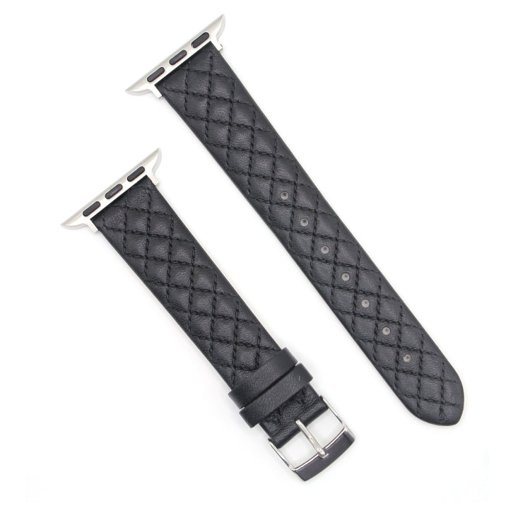 Rhombus Top Layer Cowhide Leather Watch Band For Apple Watch Ultra 49mm&Watch Ultra 2 49mm / Series 10 46mm / 9&8&7 45mm / SE 3&SE 2&6&SE&5&4 44mm / 3&2&1 42mm, For Apple Watch Ultra 49mm / Series 8&7 45mm / SE 2&6&SE&5&4 44mm / 3&2&1 42mm