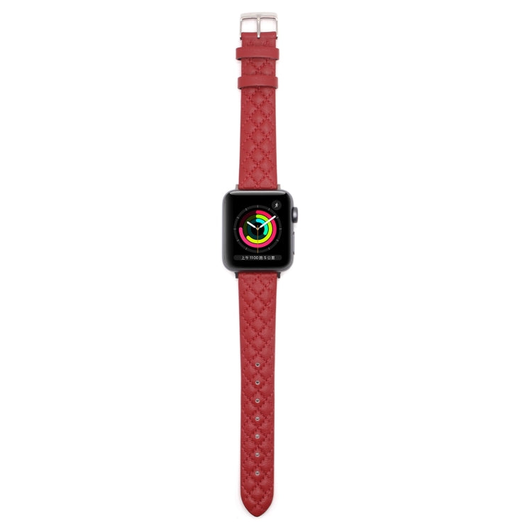 Rhombus Top Layer Cowhide Leather Watch Band For Apple Watch Ultra 49mm&Watch Ultra 2 49mm / Series 10 46mm / 9&8&7 45mm / SE 3&SE 2&6&SE&5&4 44mm / 3&2&1 42mm, For Apple Watch Ultra 49mm / Series 8&7 45mm / SE 2&6&SE&5&4 44mm / 3&2&1 42mm