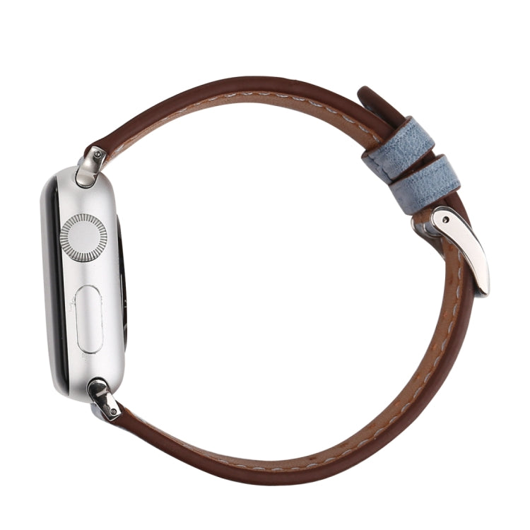 Bracelet de montre en cuir véritable style frais pour Apple Watch Series 10 42 mm / 9, 8 et 7 41 mm / SE 3, SE 2, 6, SE 5 et 4 40 mm / 3, 2 et 1 38 mm