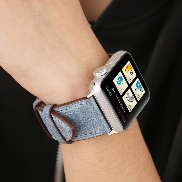 Bracelet de montre en cuir véritable style frais pour Apple Watch Series 10 42 mm / 9, 8 et 7 41 mm / SE 3, SE 2, 6, SE 5 et 4 40 mm / 3, 2 et 1 38 mm