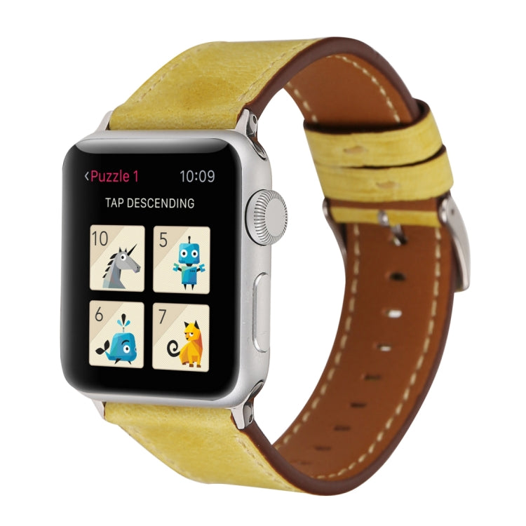 For Apple Watch Series 10 42mm / 9&8&7 41mm / SE 3&SE 2&6&SE&5&4 40mm / 3&2&1 38mm Fresh Style Genuine Leather Watch Band, 38mm