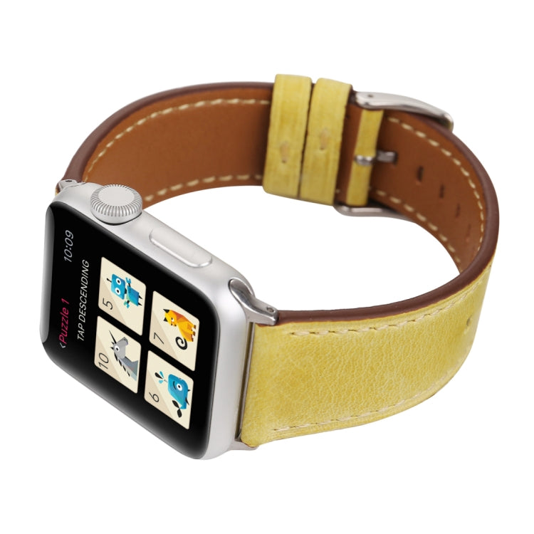 For Apple Watch Series 10 42mm / 9&8&7 41mm / SE 3&SE 2&6&SE&5&4 40mm / 3&2&1 38mm Fresh Style Genuine Leather Watch Band, 38mm