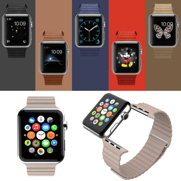 Bracelet de montre en cuir PU avec boucle magnétique pour Apple Watch 38 mm
