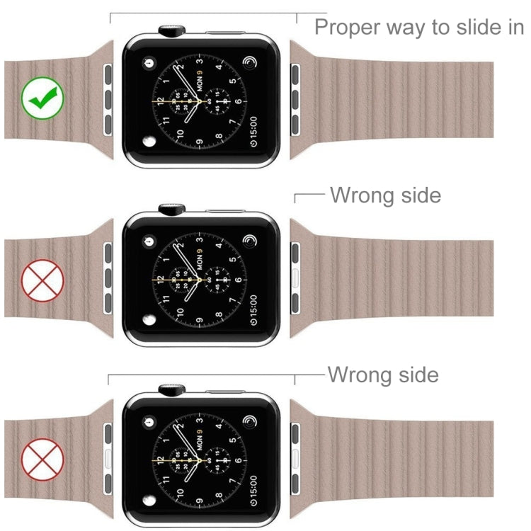 Bracelet de montre en cuir PU avec boucle magnétique pour Apple Watch 38 mm
