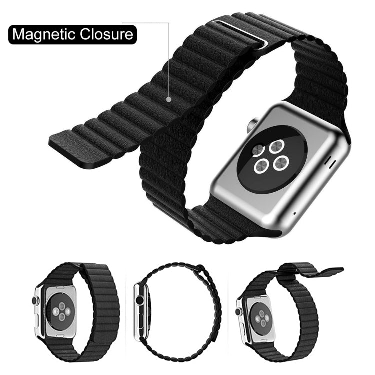 Bracelet de montre en cuir PU avec boucle magnétique pour Apple Watch 38 mm