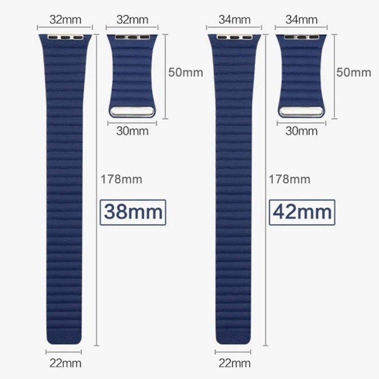 Bracelet de montre en cuir PU avec boucle magnétique pour Apple Watch 38 mm