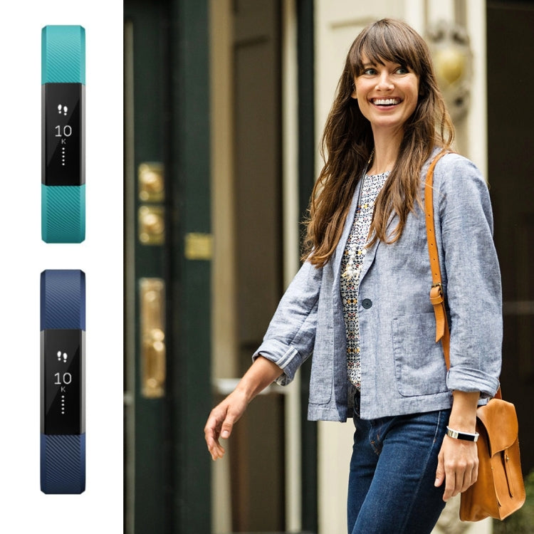 Bracelet de montre en silicone à texture oblique pour Fitbit Alta, grande taille, longueur : environ 22 cm