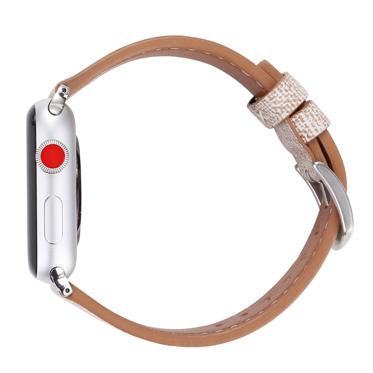 For Apple Watch Series 10 42mm / 9&8&7 41mm / SE 3&SE 2&6&SE&5&4 40mm / 3&2&1 38mm Simple Fashion Genuine Leather Cowboy Pattern Watch Band, 38mm