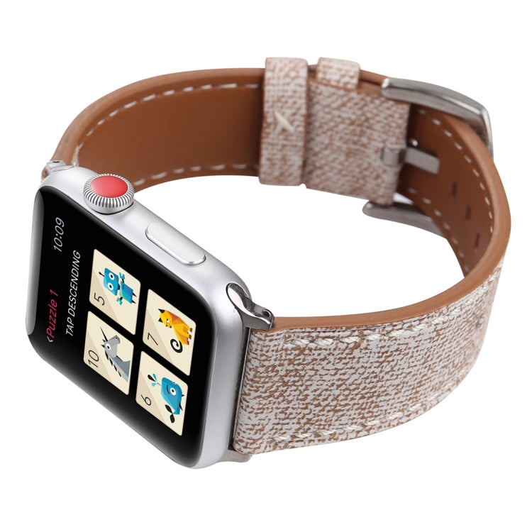 For Apple Watch Series 10 42mm / 9&8&7 41mm / SE 3&SE 2&6&SE&5&4 40mm / 3&2&1 38mm Simple Fashion Genuine Leather Cowboy Pattern Watch Band, 38mm
