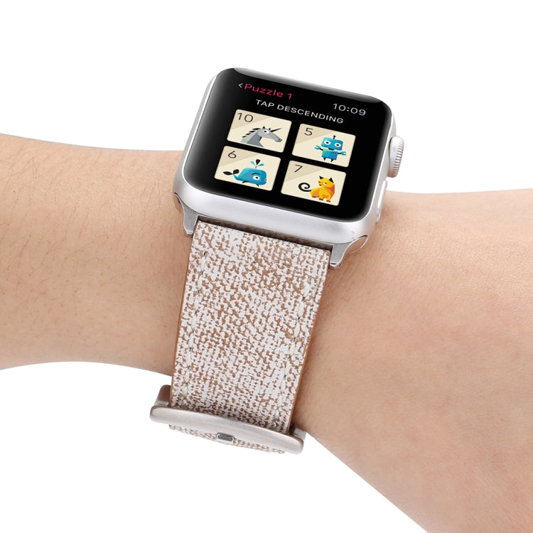For Apple Watch Series 10 42mm / 9&8&7 41mm / SE 3&SE 2&6&SE&5&4 40mm / 3&2&1 38mm Simple Fashion Genuine Leather Cowboy Pattern Watch Band, 38mm