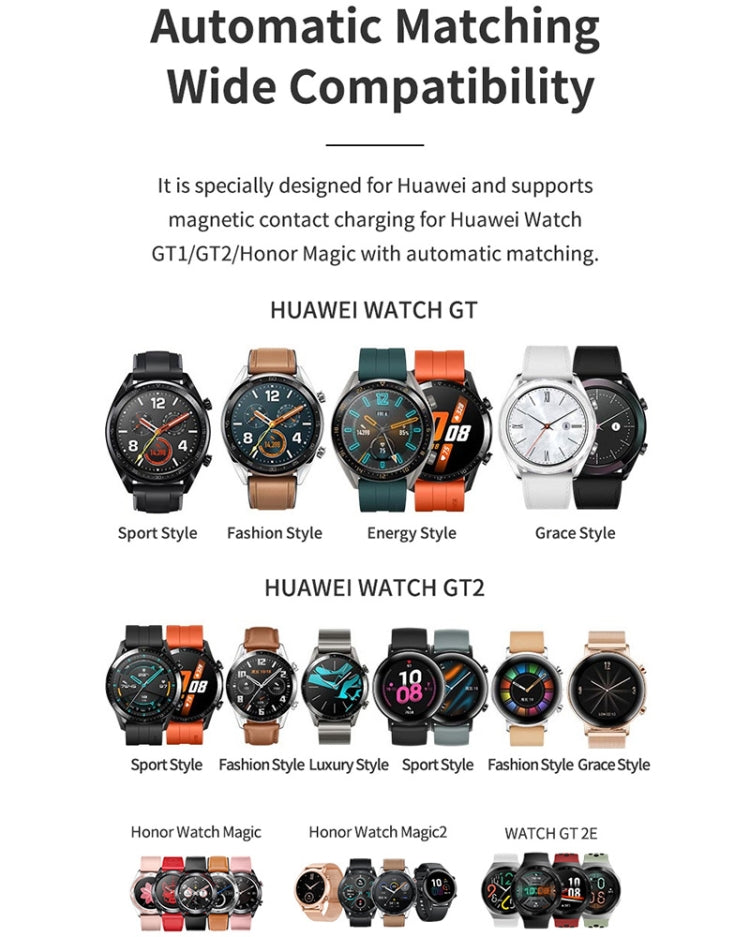 ROCK W26 Portable Magnetic Wireless Charger for Huawei Watch GT / GT2 / Honor Magic Type-C Interface