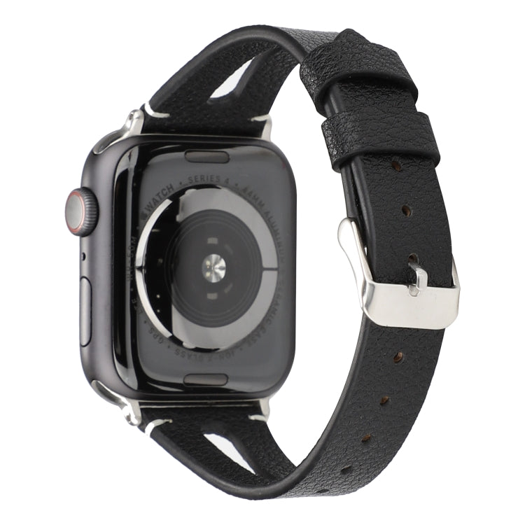 Bracelet de montre en cuir simple en forme de V pour Apple Watch Ultra 49 mm et Watch Ultra 2 49 mm / Series 10 46 mm / Series 9, 8 et 7 45 mm / SE 3, SE 2, 6, SE 5 et 4 44 mm / 3, 2 et 1 42 mm