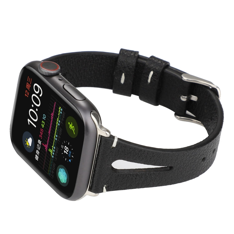 Bracelet de montre en cuir simple en forme de V pour Apple Watch Ultra 49 mm et Watch Ultra 2 49 mm / Series 10 46 mm / Series 9, 8 et 7 45 mm / SE 3, SE 2, 6, SE 5 et 4 44 mm / 3, 2 et 1 42 mm