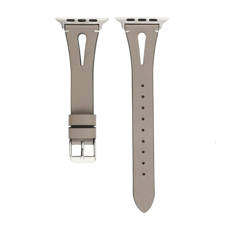 Simple V-shaped Leather Watch Band for Apple Watch Ultra 49mm&Watch Ultra 2 49mm / Series 10 46mm / 9&8&7 45mm / SE 3&SE 2&6&SE&5&4 44mm / 3&2&1 42mm
