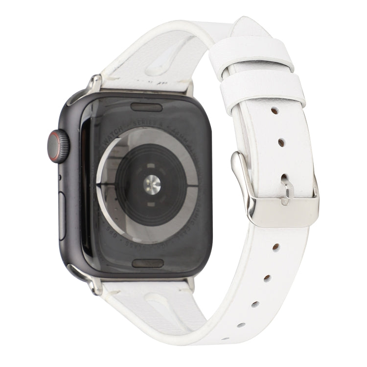 Simple V-shaped Leather Watch Band for Apple Watch Series 7 41mm / 6 & SE & 5 & 4 40mm / 3 & 2 & 1 38mm