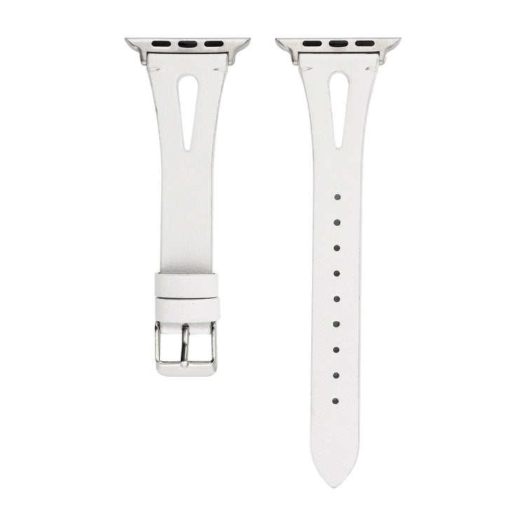 Simple V-shaped Leather Watch Band for Apple Watch Series 7 41mm / 6 & SE & 5 & 4 40mm / 3 & 2 & 1 38mm