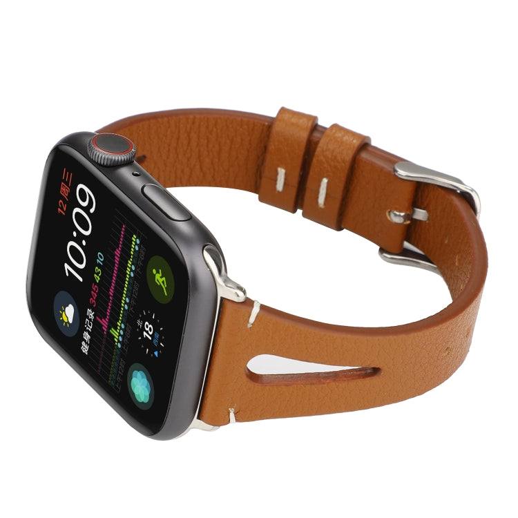 Simple V-shaped Leather Watch Band for Apple Watch Series 7 41mm / 6 & SE & 5 & 4 40mm / 3 & 2 & 1 38mm