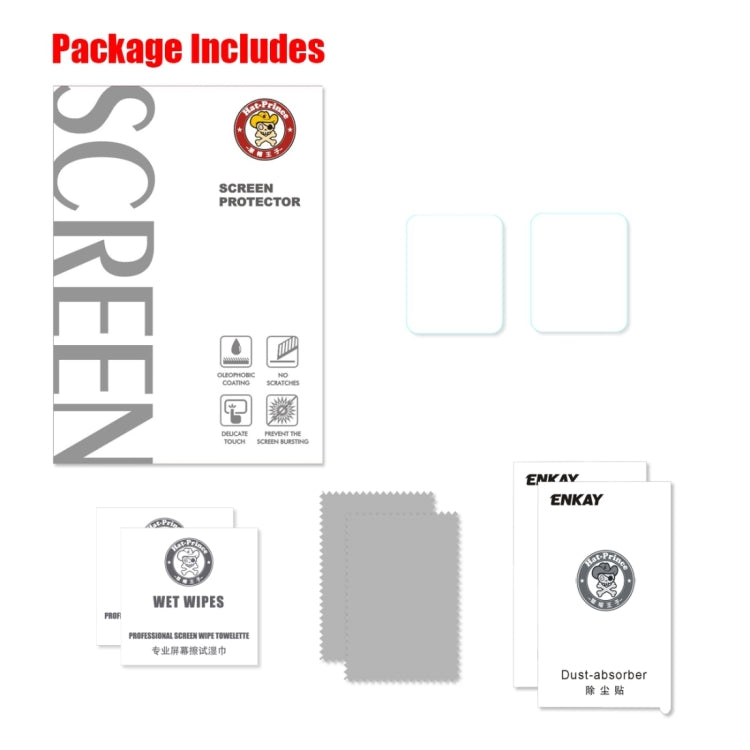 2 PCS ENKAY Hat-Prince for Apple Watch 42mm 0.2mm 9H Surface Hardness 2.15D Explosion-proof Tempered Glass Screen Film