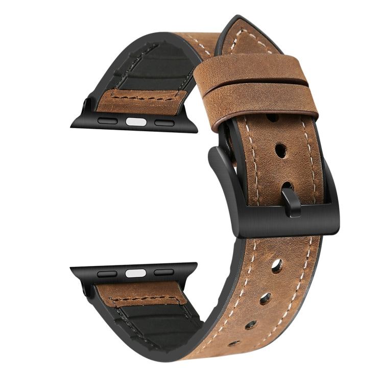 Crazy Horse Texture TPU + Stainless Steel Watch Band for Apple Watch Series 3 & 2 & 1 38mm, 38mm