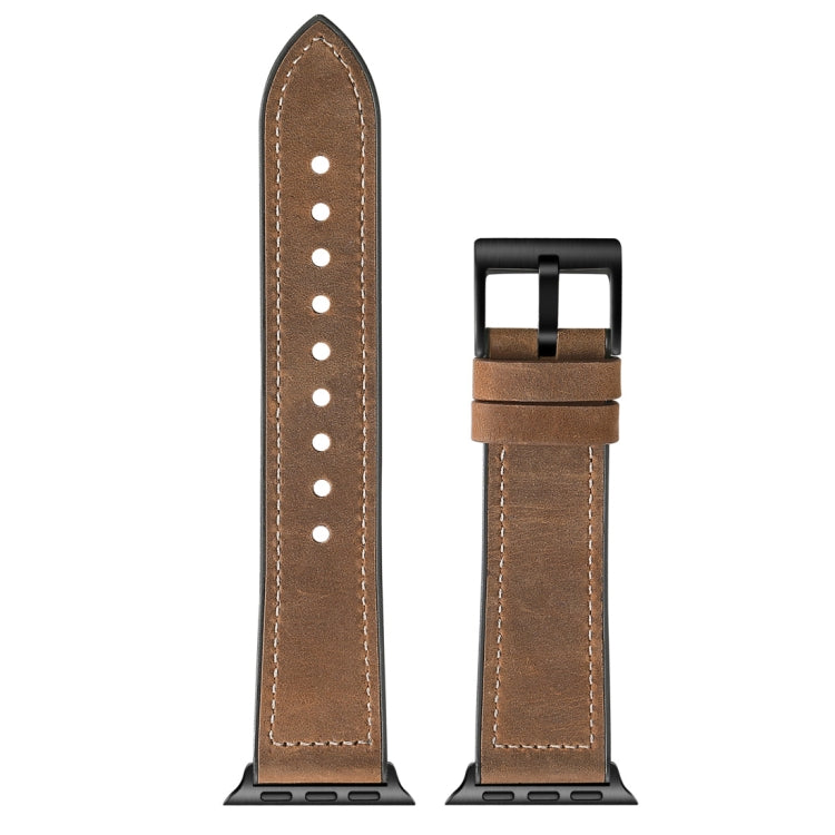 Crazy Horse Texture TPU + Stainless Steel Watch Band for Apple Watch Series 3 & 2 & 1 38mm, 38mm