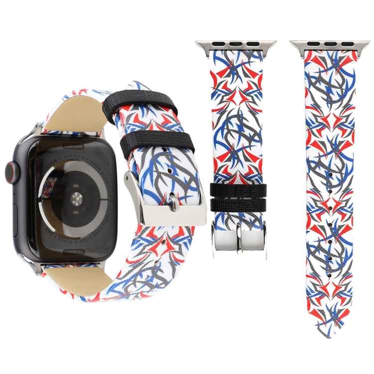 Bracelet de montre en cuir véritable imprimé épines pour Apple Watch Series 10 42 mm / 9, 8 et 7 41 mm / SE 3, SE 2, 6, SE 5 et 4 40 mm / 3, 2 et 1 38 mm, 40 mm