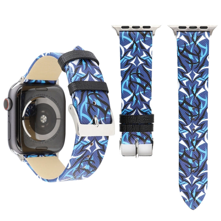 Bracelet de montre en cuir véritable imprimé épines pour Apple Watch Series 10 42 mm / 9, 8 et 7 41 mm / SE 3, SE 2, 6, SE 5 et 4 40 mm / 3, 2 et 1 38 mm, 40 mm