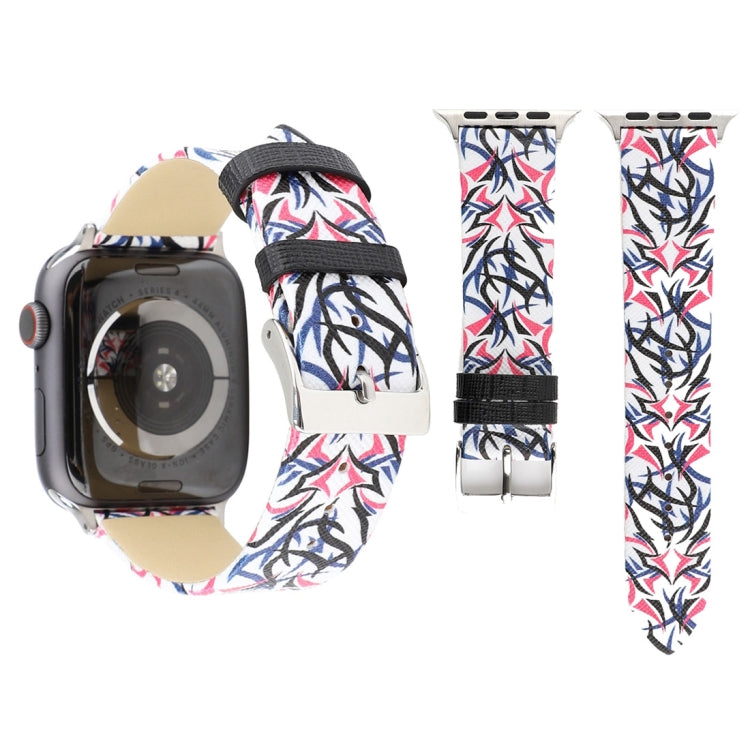 Bracelet de montre en cuir véritable imprimé épines pour Apple Watch Series 10 42 mm / 9, 8 et 7 41 mm / SE 3, SE 2, 6, SE 5 et 4 40 mm / 3, 2 et 1 38 mm, 40 mm
